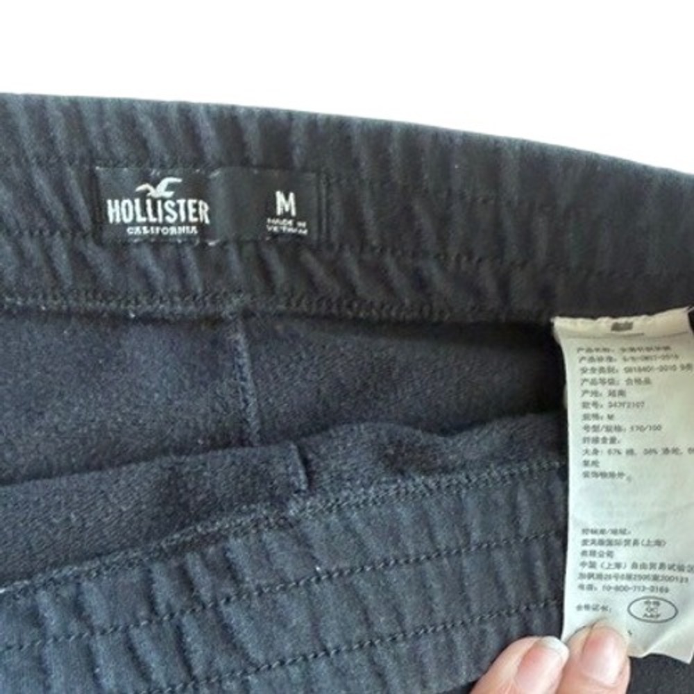 Hollister Womens Black Fleece Relaxed Fit Sweatpants White Stripes Size M - Picture 6 of 6